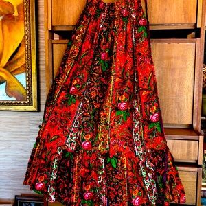 ICONIC floral stripe maxi prairie ruffled hippie skirt vibrant psychedelic boho